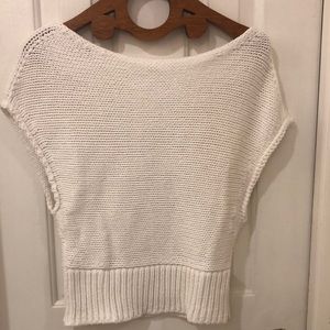 Anthropologie White Boat Neck Cap Sleeve Sweater